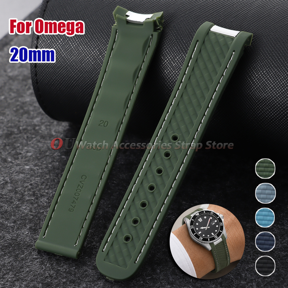 Omega Watch Seamaster - Correa de silicona con extremo curvado
