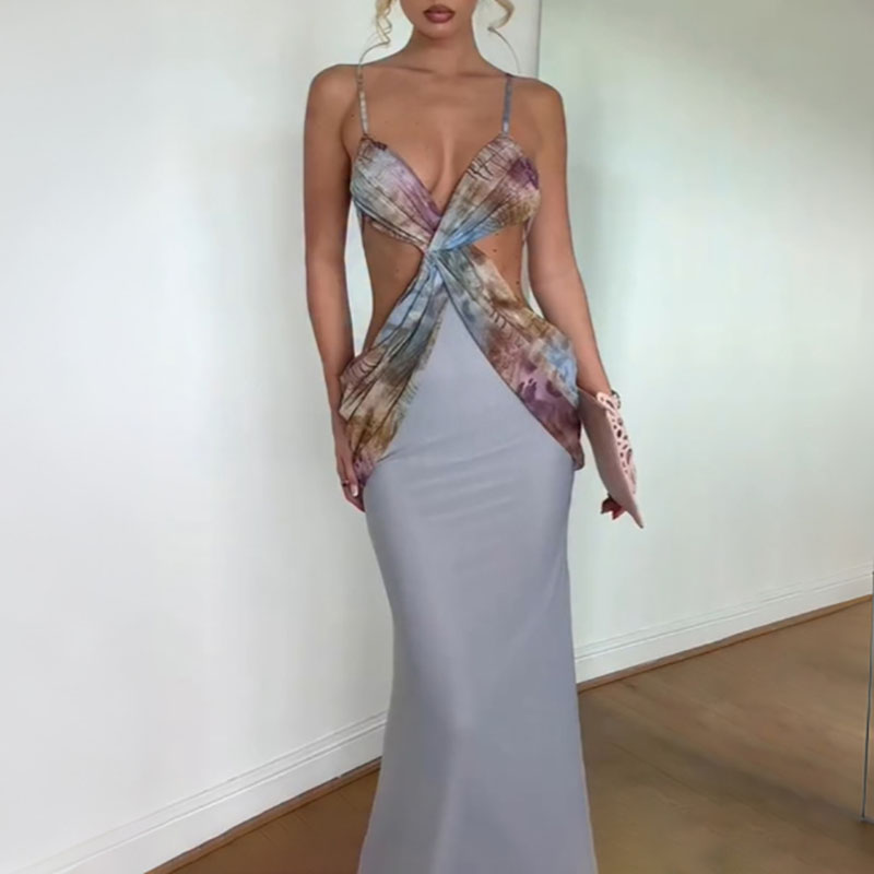 Mesh Strap Metal - Vestido de fiesta elegante con espalda
