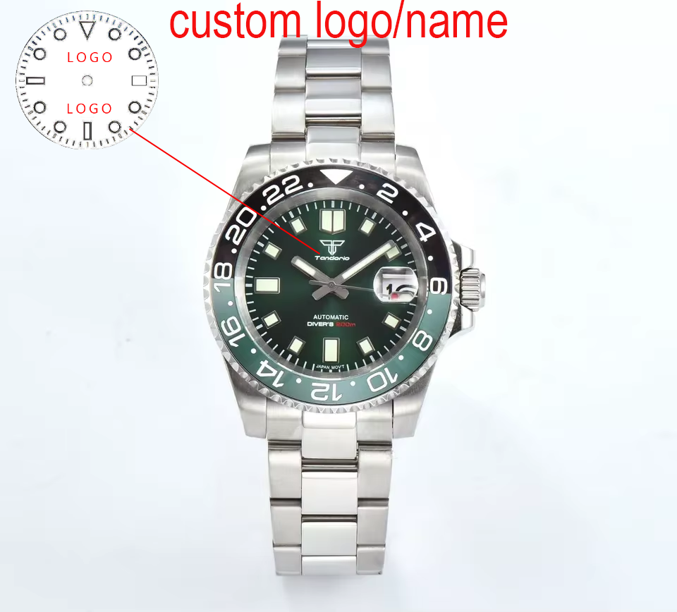 Stainless Bracelet Diver - Reloj de buceo verde personalizado de